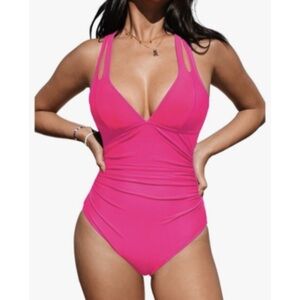 NEW Cupshe Hot Pink One Piece Swimsuit Medium